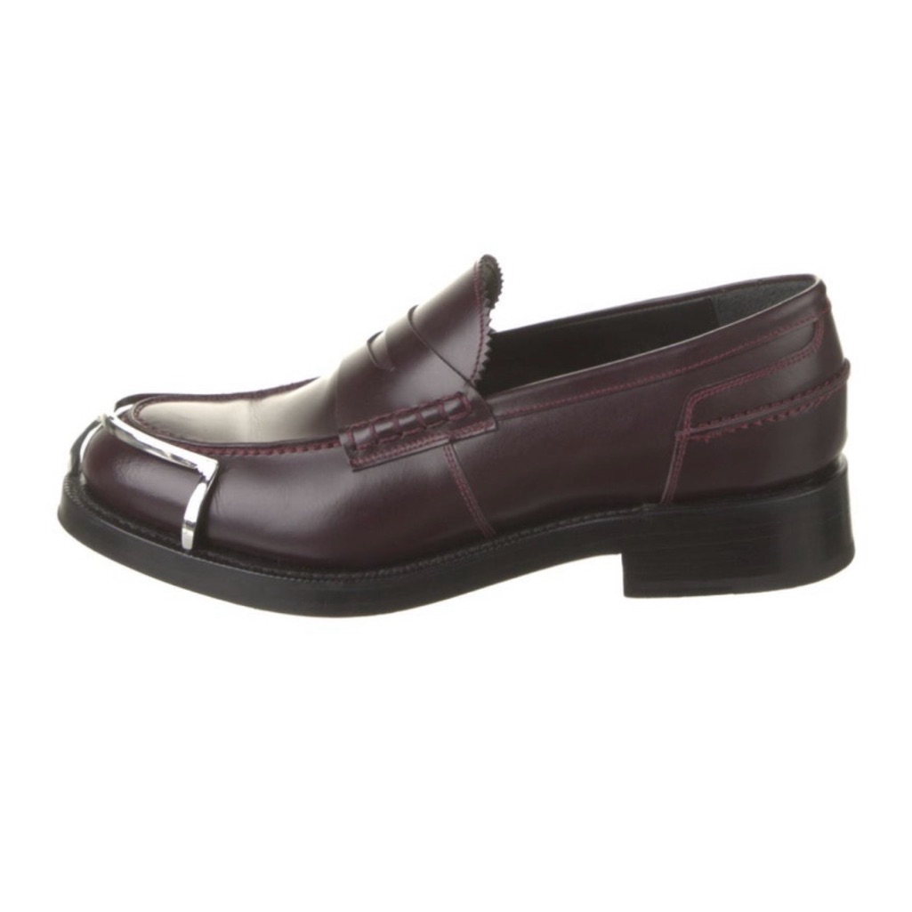 Alexander Wang Burgundy Penny Loafers With Silver Toe Accent